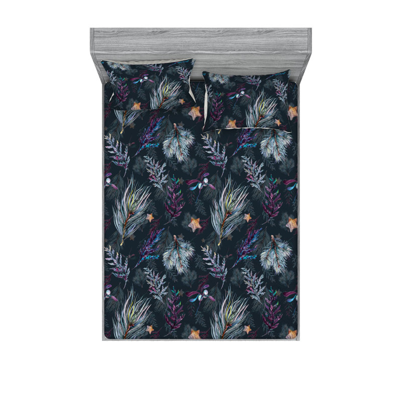 Drap-housse et taies décoratives 3 pièces Ambesonne, Ensemble de draps pour grand lit avec 2 taies d'or