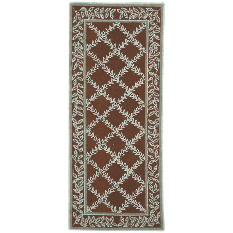 Hollander Hand-Hooked Wool Brown Area Rug, Runner 2'6" x 6'