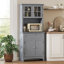 Garde-manger de 64,5 po Boaz, buffet élégant avec huche, armoire de rangement pour garde-manger avec porte en verre encadrée et espace pour micro-ondes