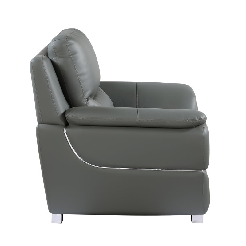 Henton Genuine Leather Armchair, Gray