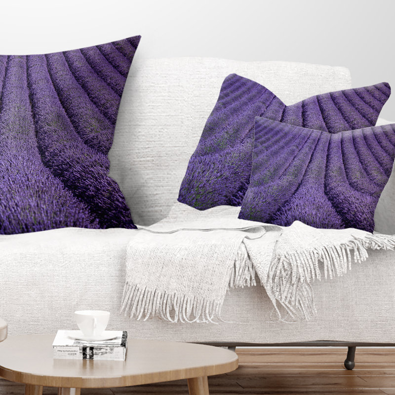 Landscape Blooming Lavender Flower Texture Pillow, Rectangle, 12" x 20"