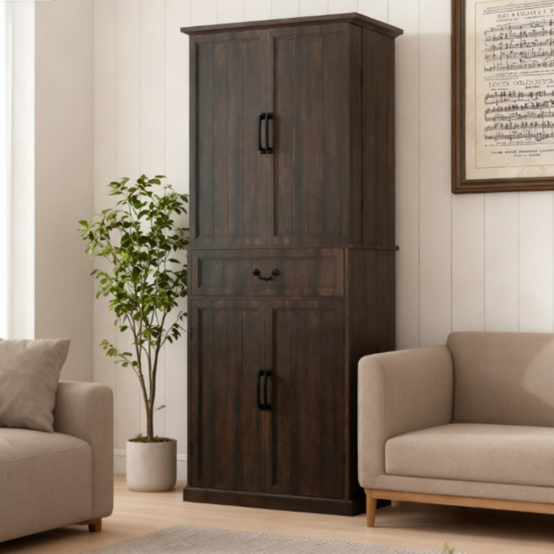 Armoire de rangement de style moderne, armoire de cuisine à DEL avec tablettes de porte