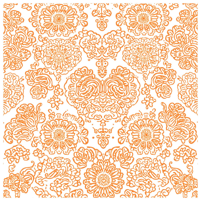 Coussins décoratifs à motif damas orange, 14 x 14 inches