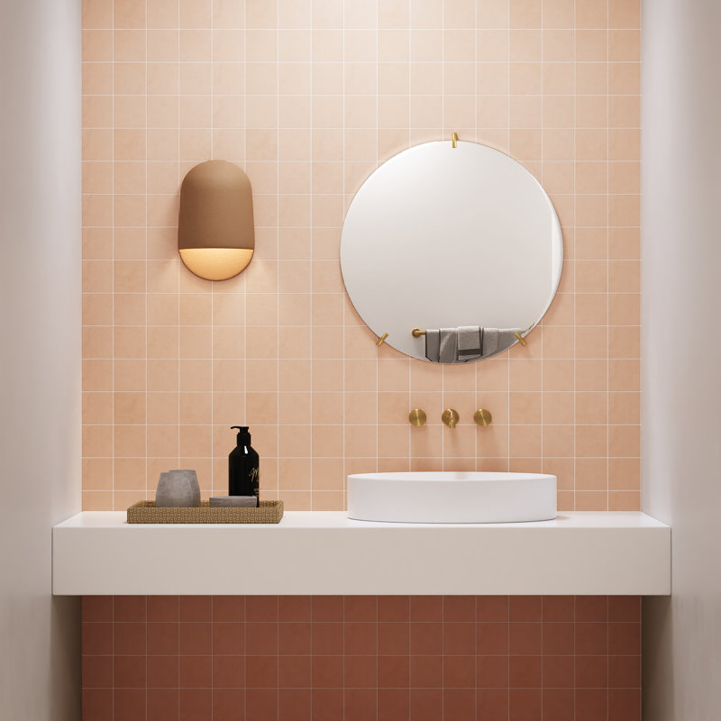 Carreau de porcelaine 4 po x 4 po Sahara, Rose