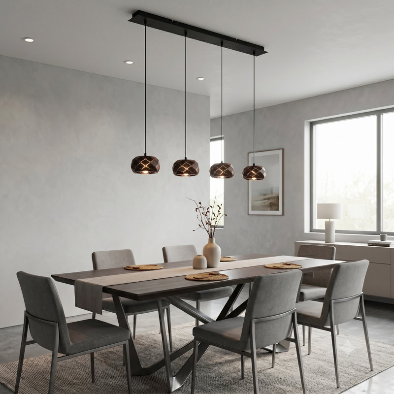 Bixby 4 - Light Natural Cluster Pendant, Black