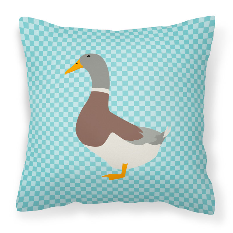 Coussin décoratif extérieur éclectique canard check, 18 po x 18 po, Bleu
