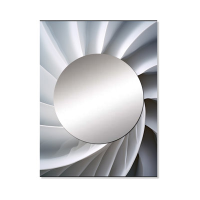 Ivory Sea Sheel Infinity Sprial - Nautilus Decorative Wall Mirror, White Mirror, Printed Metal Art