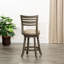 Tabouret pivotant à dossier et à lattes de 24 po de hauteur comptoir, finition gris patiné, siège en cuir gris français-1868823608