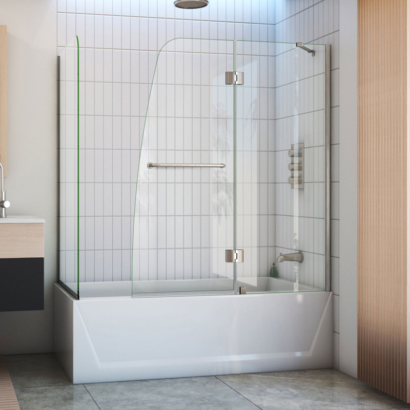 Aqua 56" W x 58" H Hinged Tub Door, Brushed Nickel