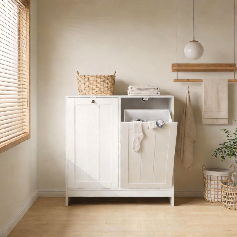 Armoire à linge dissimulée avec 2 paniers de tri amovibles