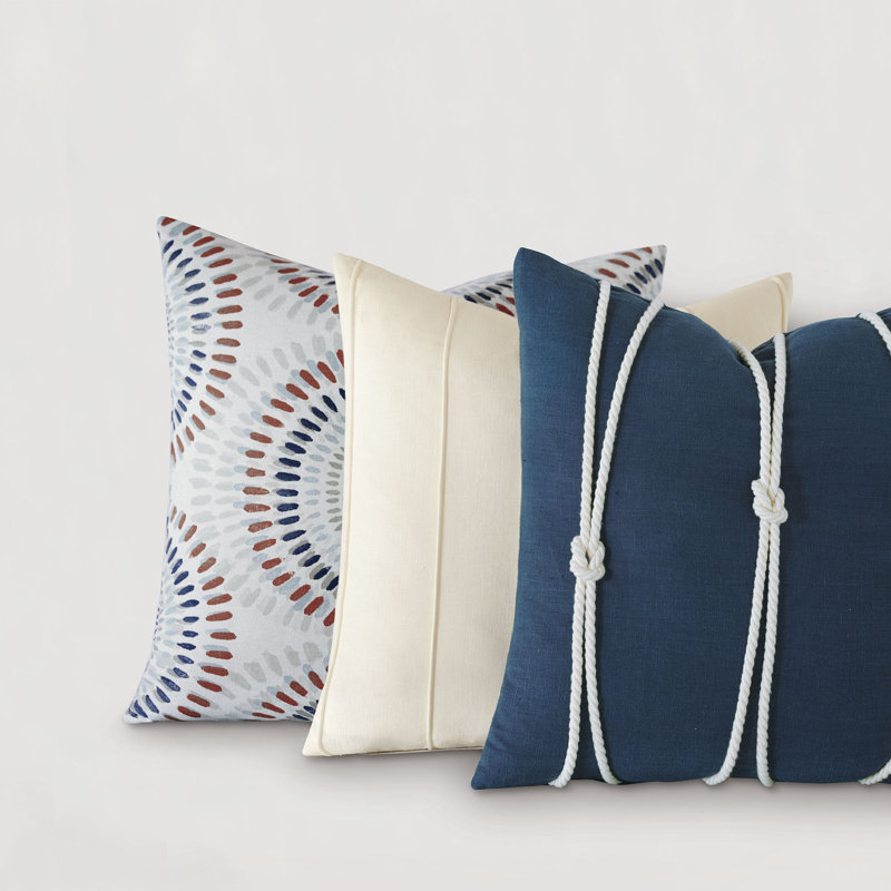 Nautical Linen Square Pillow Cover & Insert, Breeze Indigo