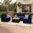 5 PCS Rattan Sofa Set Outdoor Wicker Furniture Set w/ Back Cushions & Square Coffee Table-1587244994