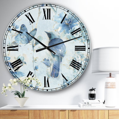 Indigold Watercolor Flower III - Horloge murale traditionnelle