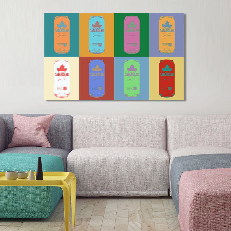 Reproduction d’art graphique sur toile, "molson canadian cans popart", H 48 po x l 28 po x P 1,5 po