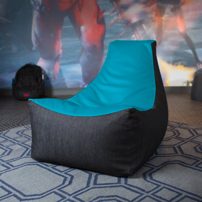 Pixel Gamer Bean Bag Chair - Game Room/Home Theater Bean Bag Chair, Premium Vinyl - Dark Denim by Jaxx