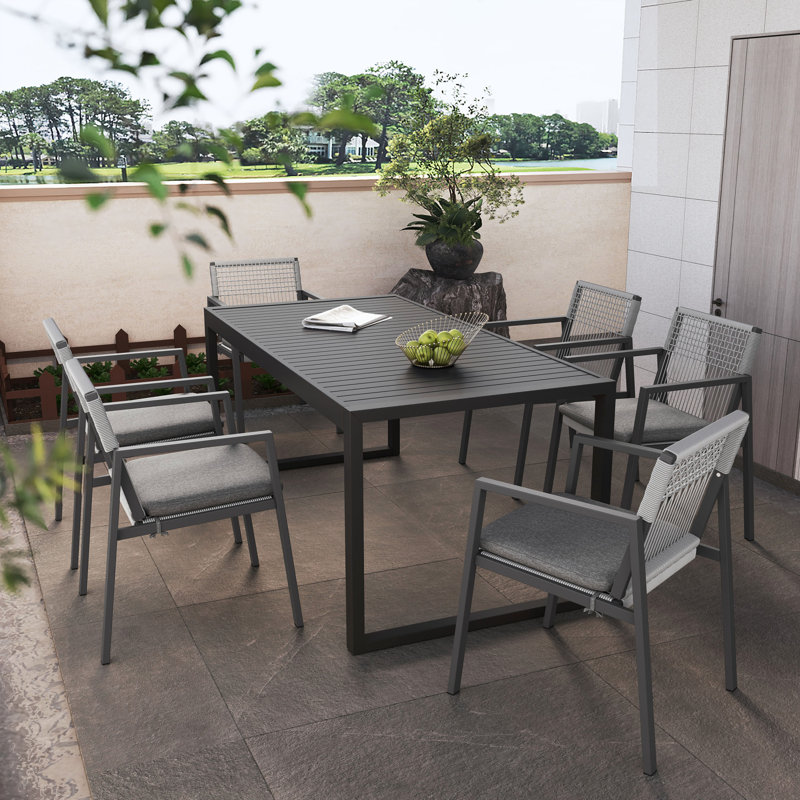 Ensemble de salle à manger d'extérieur, ensemble de 6 chaises de salle à manger en aluminium