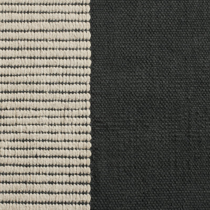 Light Between Wool Striped Area Rug in Charcoal/Ivory, Rectangle 8' x 10'