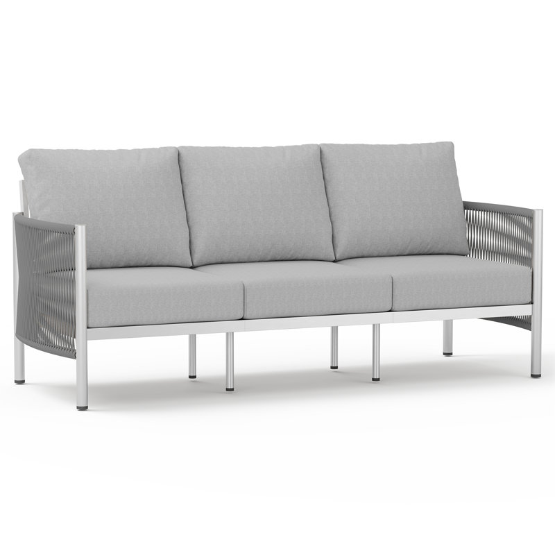 Patio 3-Seat Sofa, Light Grey, Silver