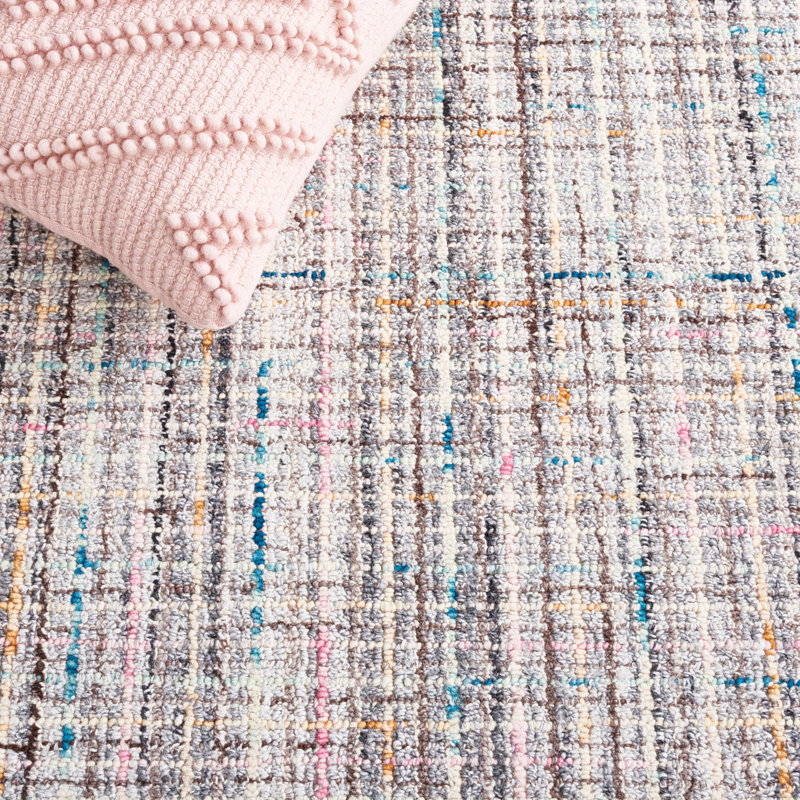 Broseley Hand Tufted Wool/Cotton Area Rug in Pink/Brown, Rectangle 8' x 10'