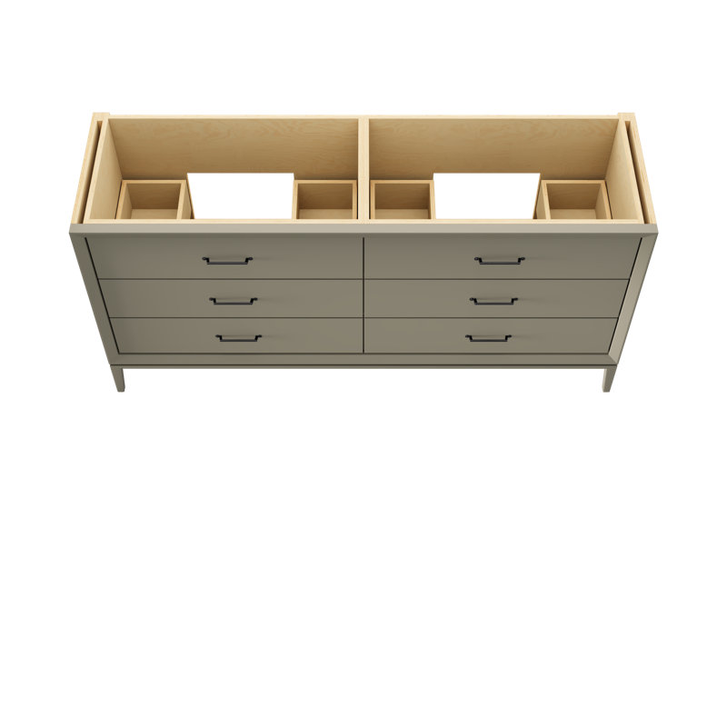 Alexandra Double Drawer Bath Vanity, French Olive, 72", Matte Black