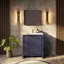 Meuble-lavabo bleu marine 30 po X P 20 po D, plateau en marbre de culture et robinet en or rose-117978814