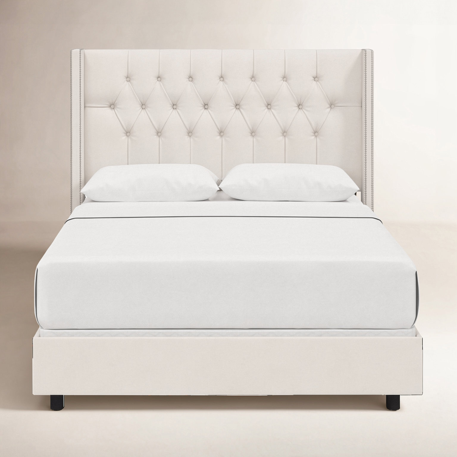 Breckin Upholstered Wingback Bed, Twin, Bella Light Gray Performance Velvet