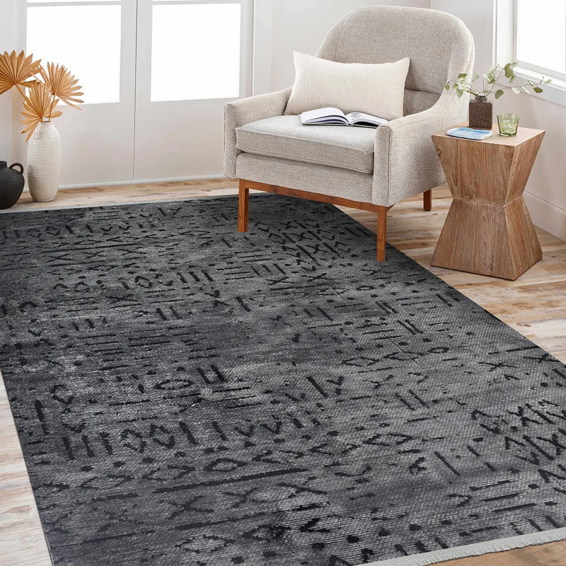 Tapis en polyester noir Noran facile à nettoyer, 6,5 pi x 9,5 pi