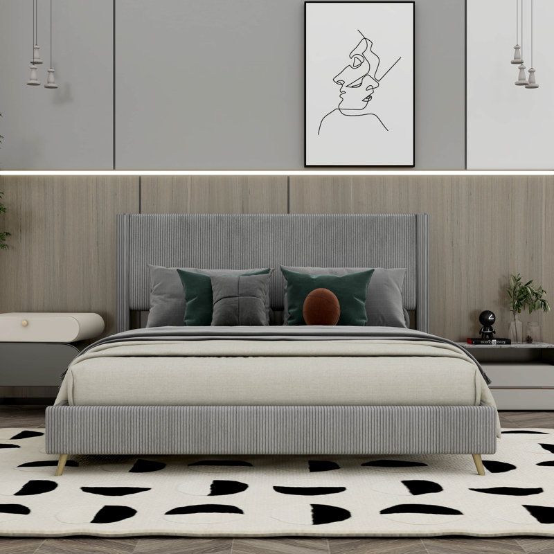 Marietherese Upholstered Platform Bed, Gray