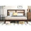 King Size Bed with Rattan Headboard, Two Storage Drawers, Rubber Wood Bed with Enhanced  Support Slats and Feet,Espresso