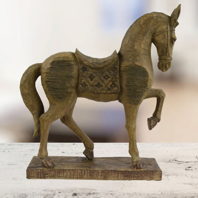 Jayden HORSE 39cm Carved Wood Effect