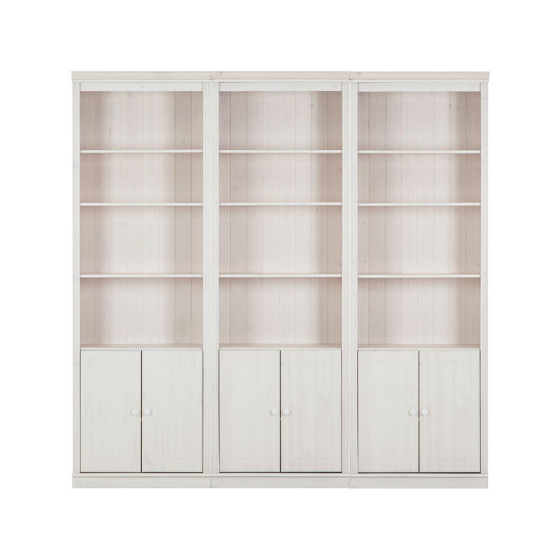 Delyliah Solid Wooden Library Bookcase H:223 W:222 cm, White