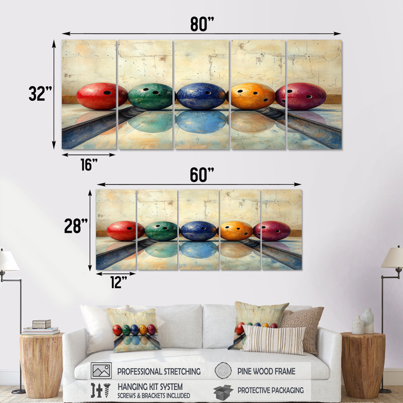 «Bowling Ball Beauty I» - ensemble d'art mural en toile, H 28 po x l 60 po