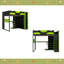 Lit mezzanine double en bois avec bureau, tablettes multiples, lumière USB et RVB-579473356
