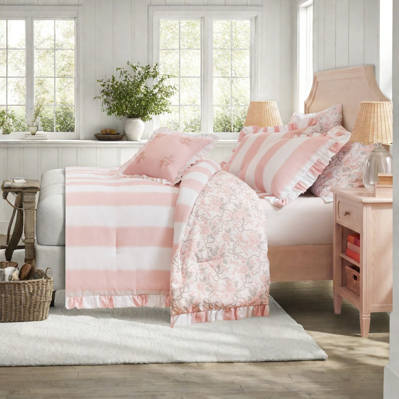 Striped and Toile Comforter Set