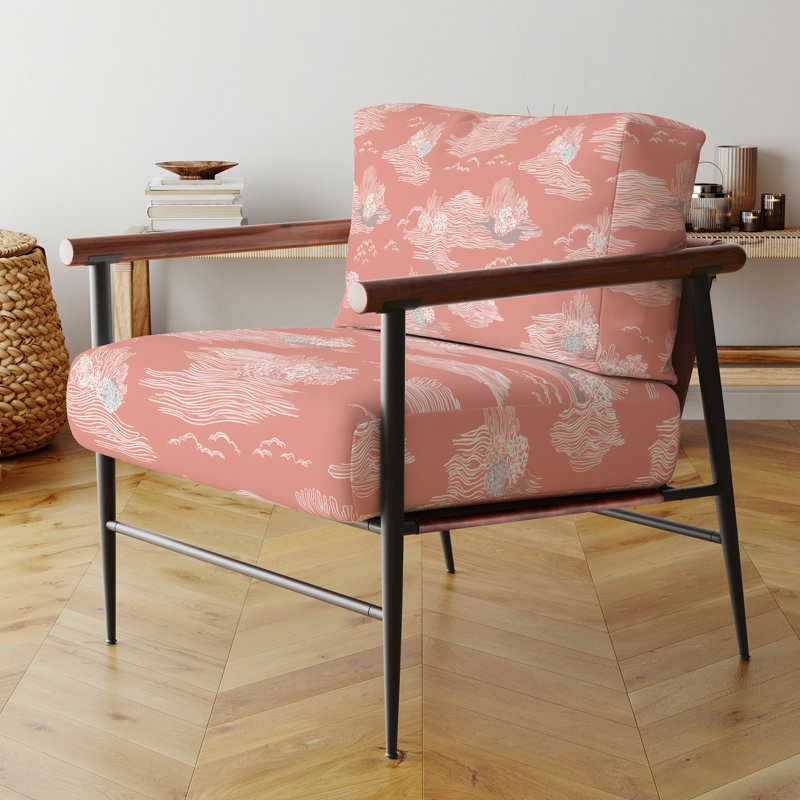 Chaise rembourrée Abstract, Bras ronds bruns
