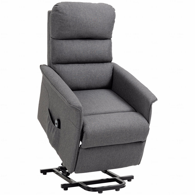 Recliner Basic Accent Chair For Elderly, Fabric Lift Basic Accent Chair With Remote Control, Side Pockets, Gray