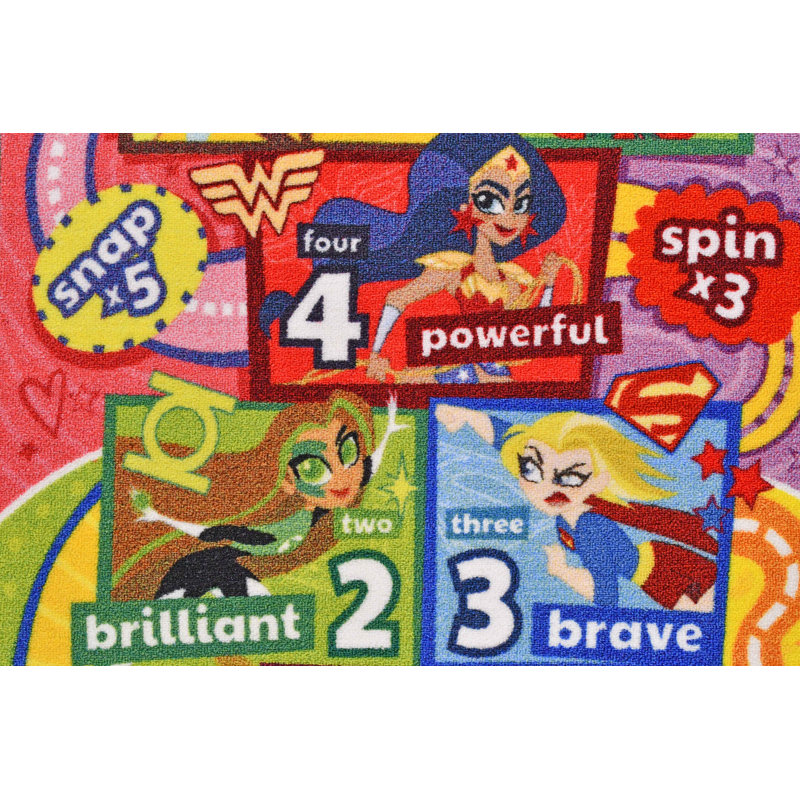 DC Super Hero Girls Educational Hopscotch Rug, 2' 7" x 6' 0"