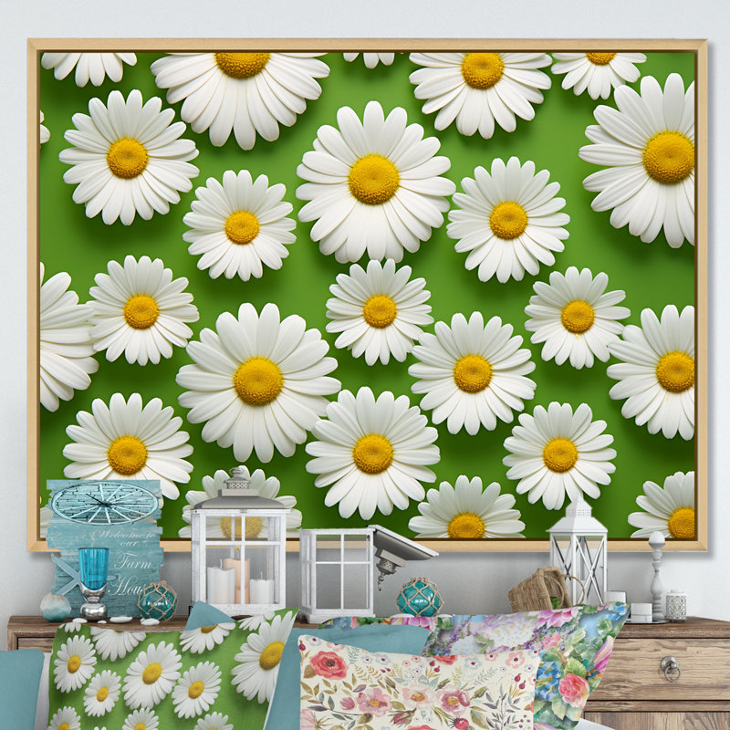 Fields of White Daisy Florescence Dreams sur impression sur toile, H 44 po x l 34 po x P 1,5 po, Cadre naturel flottant