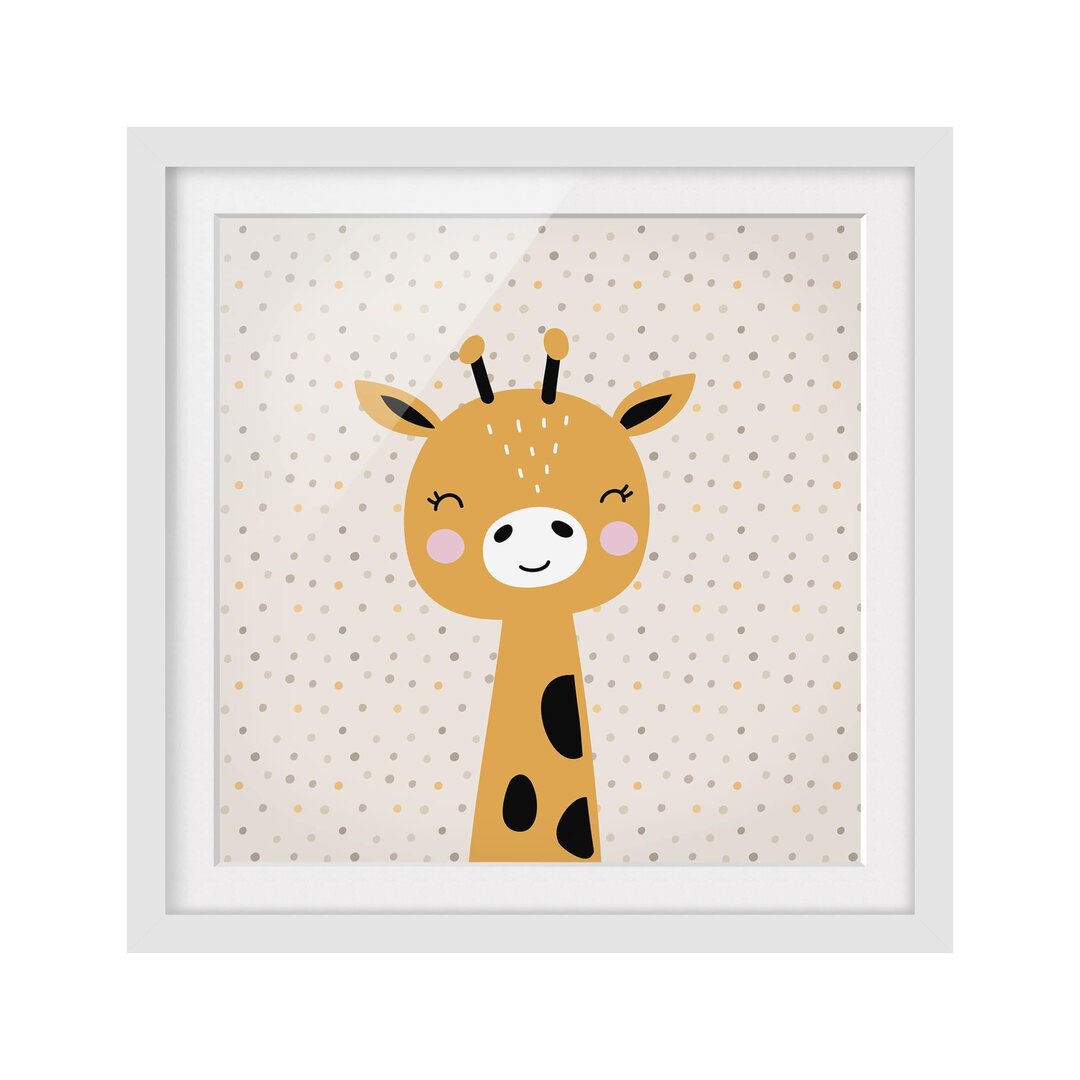 Gerahmtes Papierbild Baby Giraffe