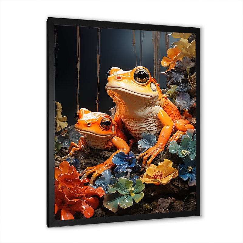 «Expressionist Frog Spirit» sur impression sur toile, H 40 po x l 30 po x P 1,5 po, Cadre simple noir
