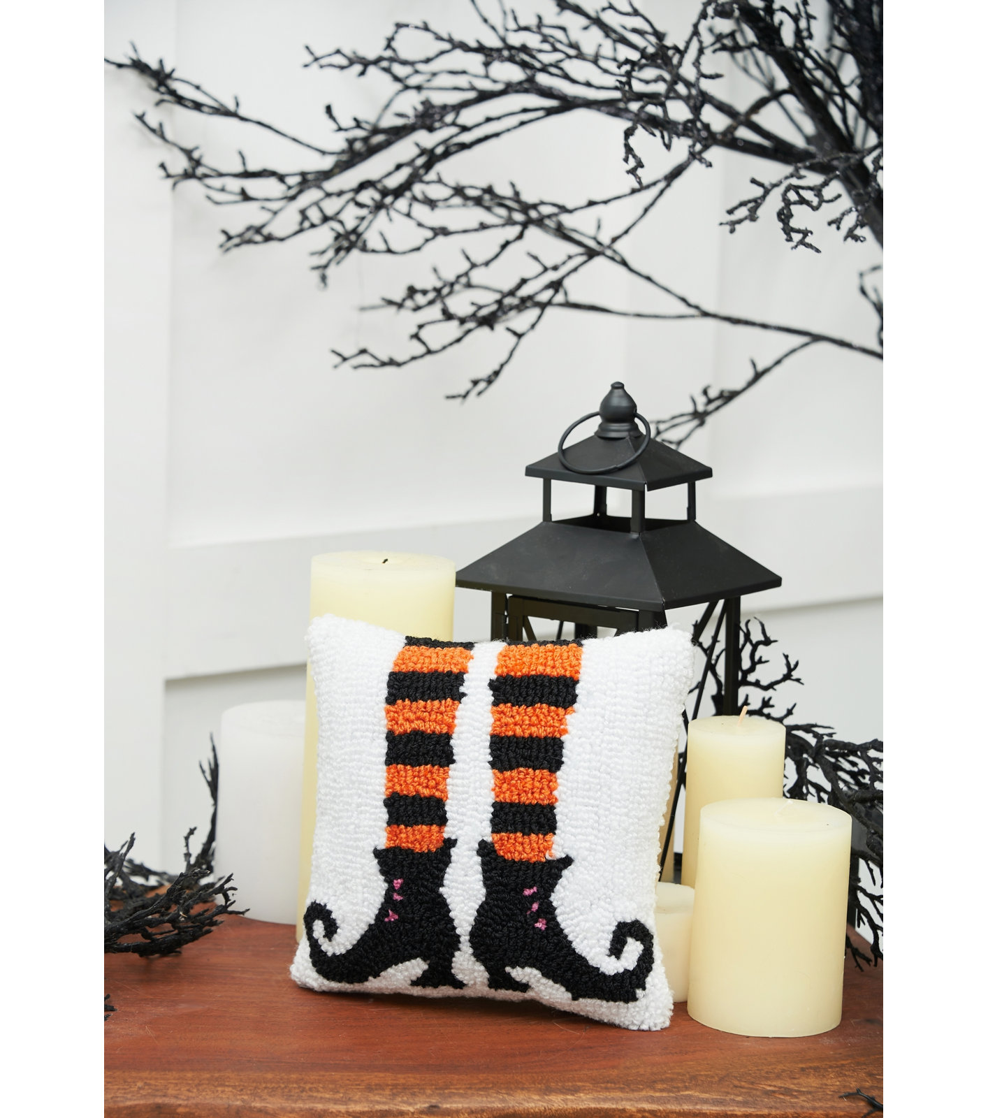 8" x 8" Halloween Throw Pillow, Witch Shoes