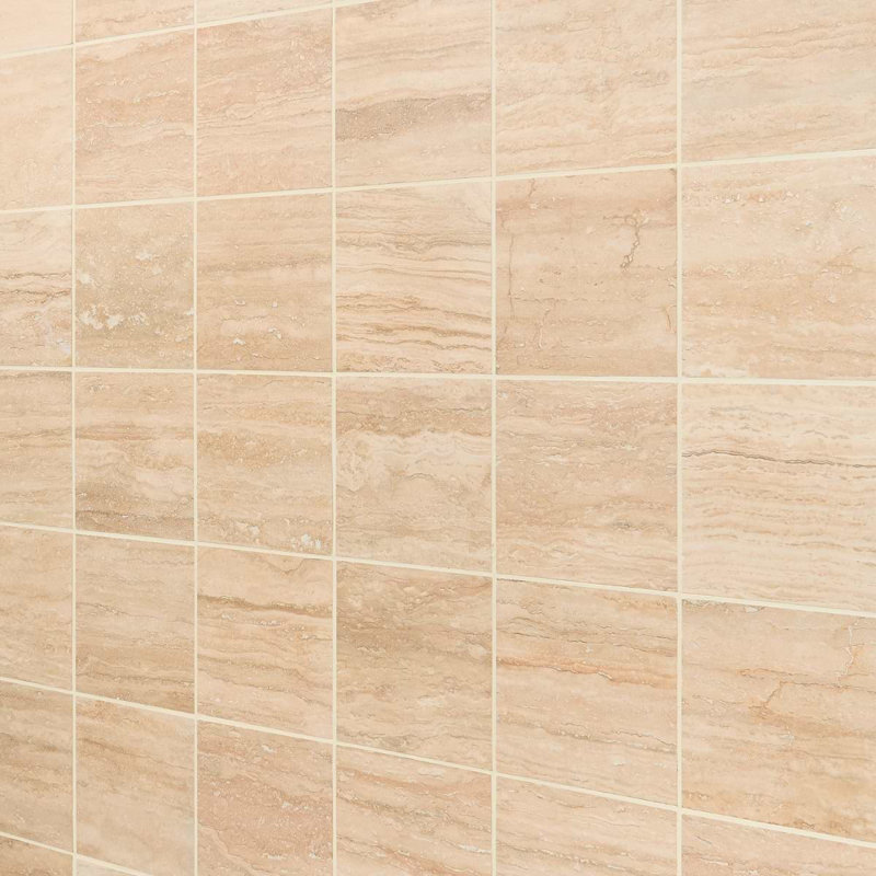 Travertine 6x6 Vein Cut Filled Honed Tile, Classic Honed