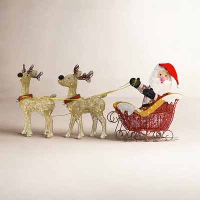 Santa and Reindeer Assortment with LED Lights