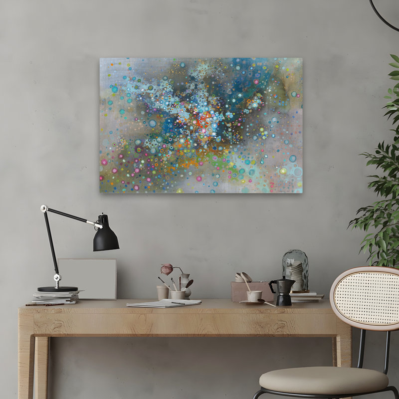Art abstrait et aqua andromède, H 16 po x l 24 po