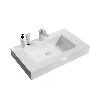 Integrated Surface Basin WITHOUT Drain And Faucet, Glossy White Color