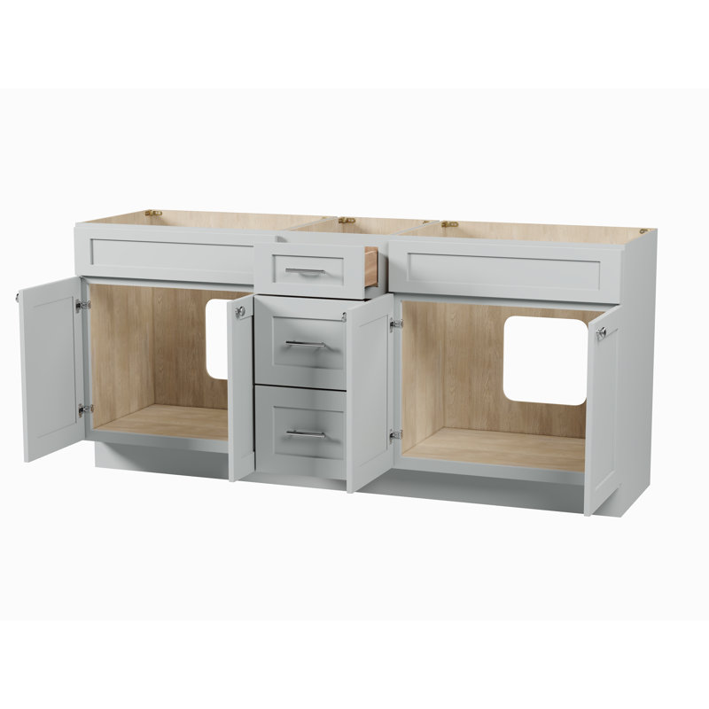 75 " Double Bathroom Vanity Base, Gray
