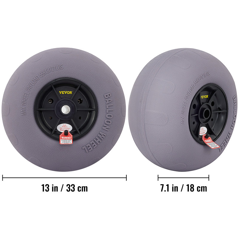 Roulettes de plage, pneus de remplacement de sable de 13 po, pneus de chariot en TPU pour chariot à kayak