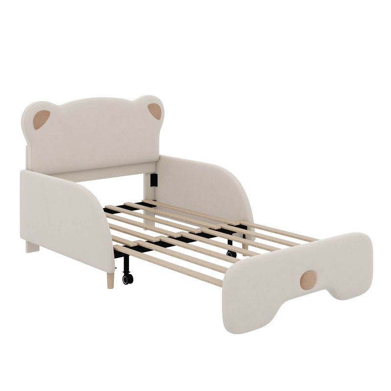 Canapé-lit simple tapissier extensible de taille XL, tête de lit en forme d'ours