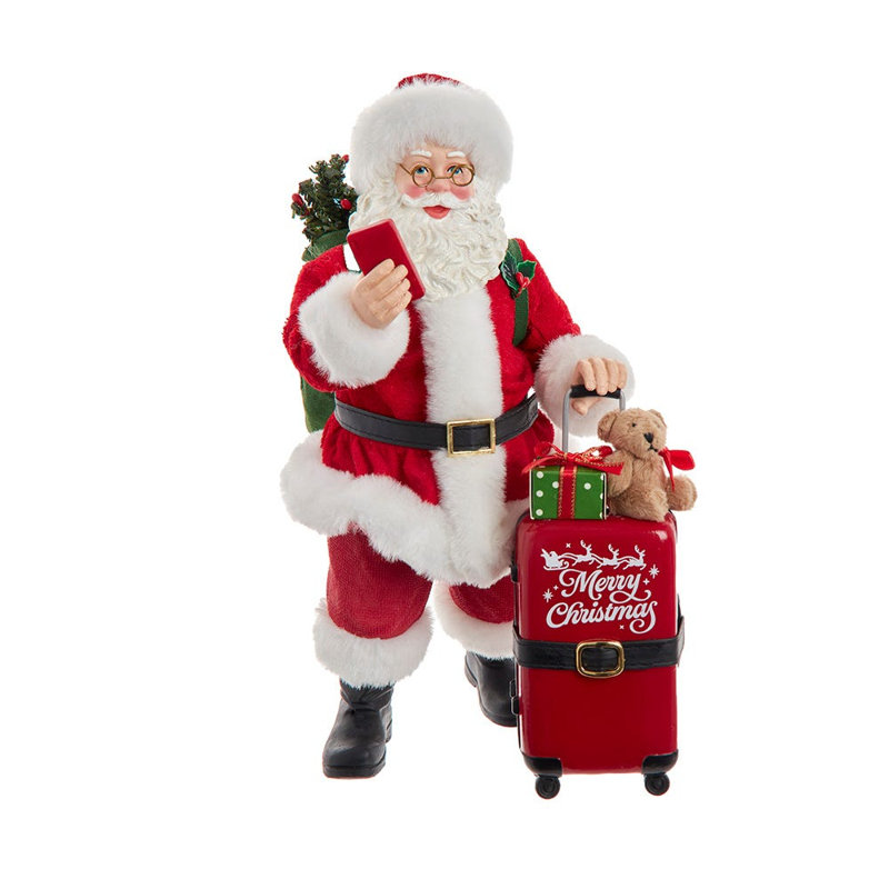  Fabriche Christmas Figurines, Santa with Red Luggage, 10.5in (Set of 2)