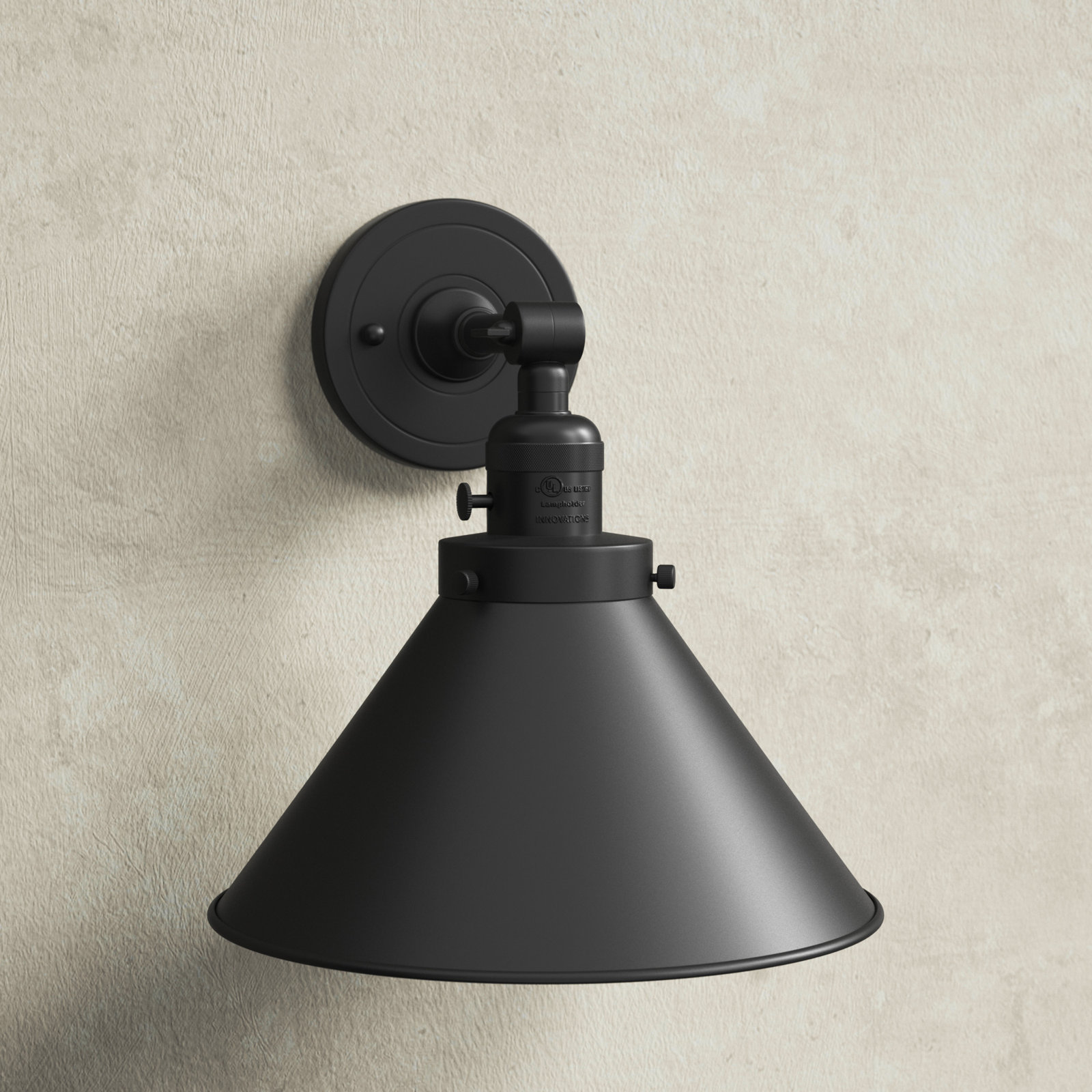 Dillon Single Light Dimmable Armed Sconce, 3 W LED Vintage Dimmable Bulb, Matte Black, Matte Black
